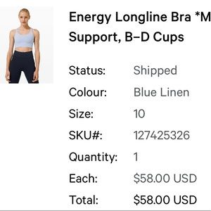 Lululemon Energy Longline Bra